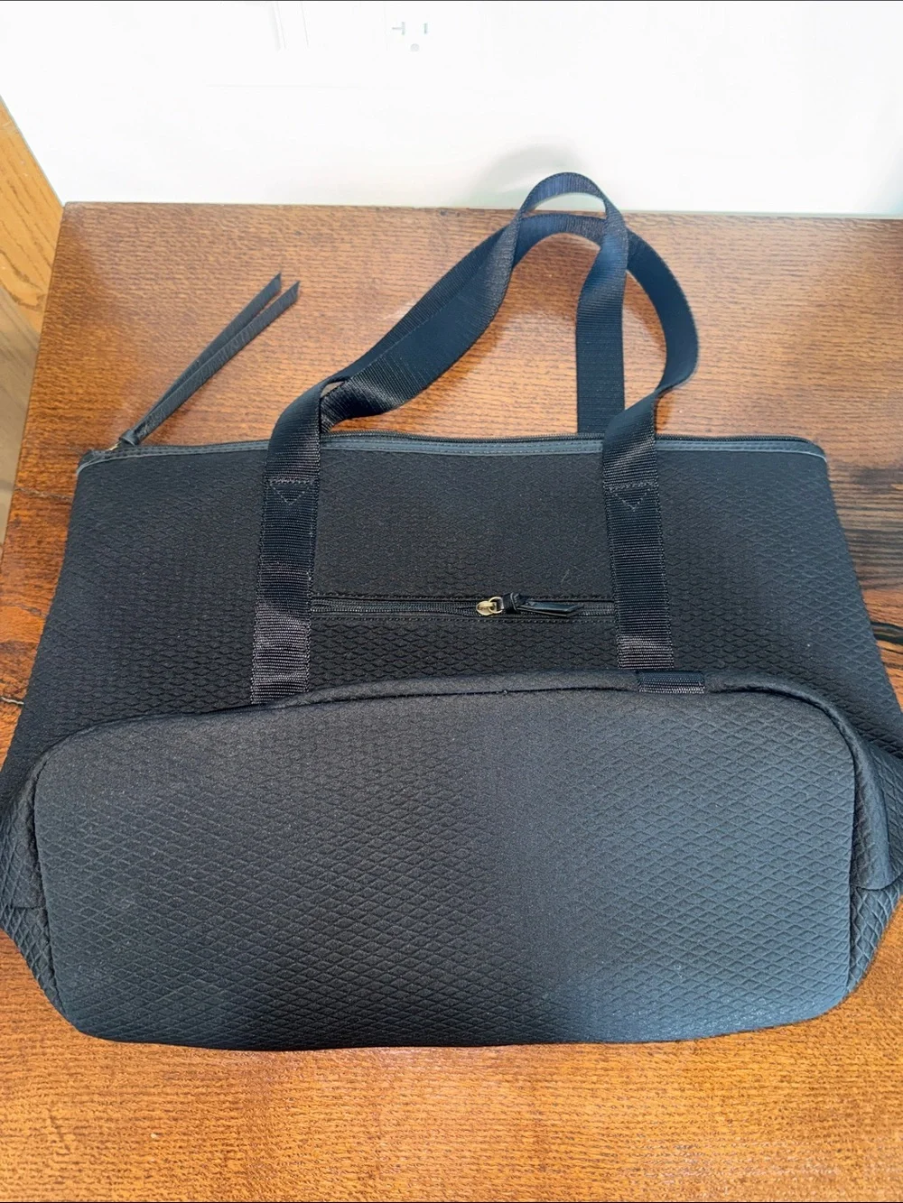 Elliott Lucca Black Textured Tote with Key Charm